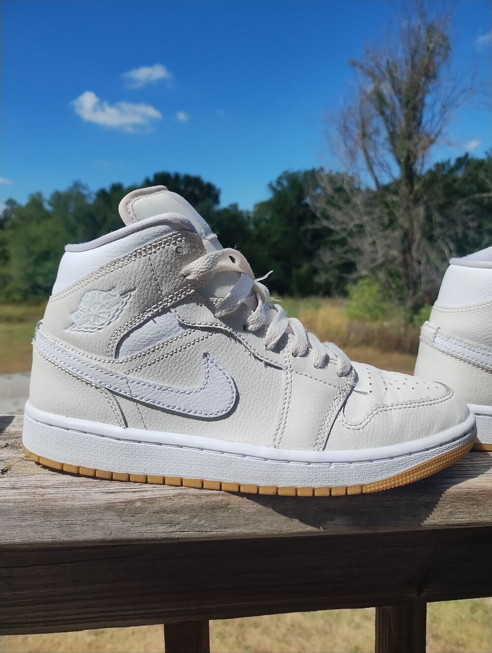 Nike Air Jordan 1 Mid Phantom Gum Women's 7.5 White/Light Brown